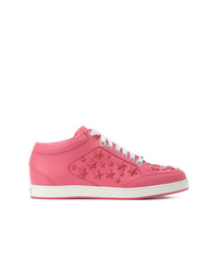 fuchsia hohe Sneakers aus Leder