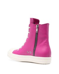 fuchsia hohe Sneakers aus Leder von Rick Owens