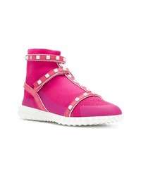 fuchsia hohe Sneakers aus Segeltuch von Valentino