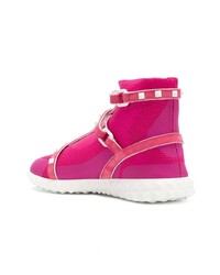 fuchsia hohe Sneakers aus Segeltuch von Valentino