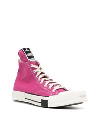 fuchsia hohe Sneakers aus Segeltuch von Rick Owens DRKSHDW