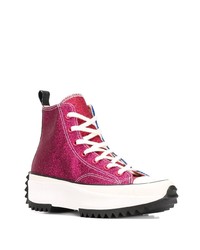 fuchsia hohe Sneakers aus Segeltuch von JW Anderson