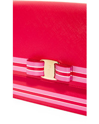 fuchsia horizontal gestreifte Ledertaschen von Salvatore Ferragamo