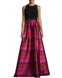 fuchsia horizontal gestreiftes Ballkleid