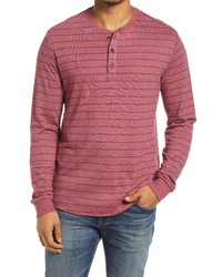 fuchsia horizontal gestreiftes Langarmshirt mit einer Knopfleiste