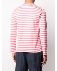 fuchsia horizontal gestreiftes Langarmshirt von Comme Des Garcons Homme Plus