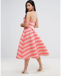 fuchsia horizontal gestreiftes Midikleid von Asos