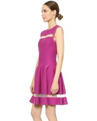 fuchsia horizontal gestreiftes Skaterkleid von Giambattista Valli