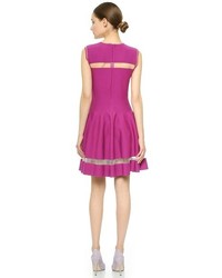 fuchsia horizontal gestreiftes Skaterkleid von Giambattista Valli