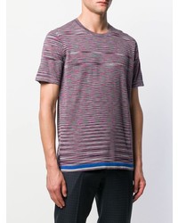 fuchsia horizontal gestreiftes T-Shirt mit einem Rundhalsausschnitt von Missoni