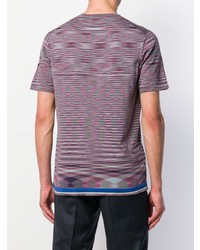 fuchsia horizontal gestreiftes T-Shirt mit einem Rundhalsausschnitt von Missoni