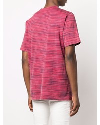 fuchsia horizontal gestreiftes T-Shirt mit einem Rundhalsausschnitt von Missoni