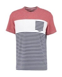 fuchsia horizontal gestreiftes T-Shirt mit einem Rundhalsausschnitt von YOURTURN