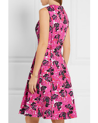 fuchsia Kleid mit Blumenmuster von Oscar de la Renta