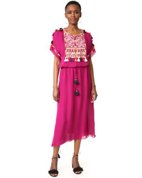 fuchsia Kleid mit geometrischem Muster