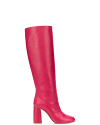 fuchsia kniehohe Stiefel aus Leder von RED Valentino