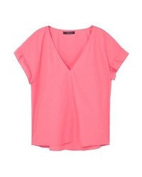fuchsia Kurzarmbluse von Mango