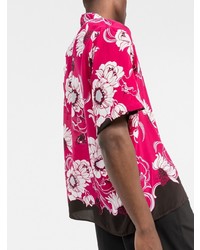 fuchsia Kurzarmhemd mit Blumenmuster von Valentino