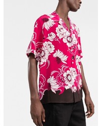fuchsia Kurzarmhemd mit Blumenmuster von Valentino