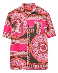 fuchsia Kurzarmhemd mit geometrischem Muster von Sacai