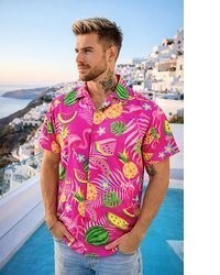 fuchsia Kurzarmhemd von King Kameha