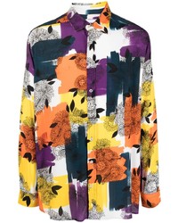fuchsia Langarmhemd mit Blumenmuster von Waxman Brothers