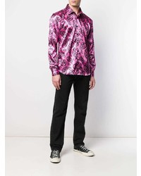 fuchsia Langarmhemd mit Paisley-Muster von Sss World Corp