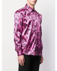 fuchsia Langarmhemd mit Paisley-Muster von Sss World Corp