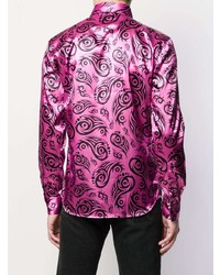 fuchsia Langarmhemd mit Paisley-Muster von Sss World Corp