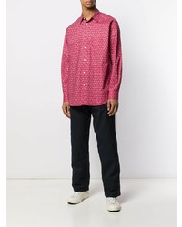 fuchsia Langarmhemd mit Paisley-Muster von Comme Des Garcons SHIRT