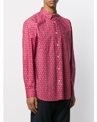 fuchsia Langarmhemd mit Paisley-Muster von Comme Des Garcons SHIRT