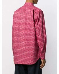 fuchsia Langarmhemd mit Paisley-Muster von Comme Des Garcons SHIRT
