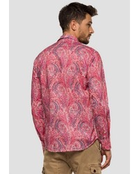 fuchsia Langarmhemd mit Paisley-Muster von Replay