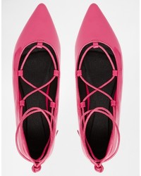 fuchsia Leder Ballerinas von Asos