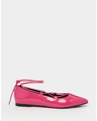 fuchsia Leder Ballerinas von Asos