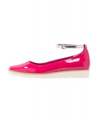 fuchsia Leder Ballerinas von Marco Tozzi