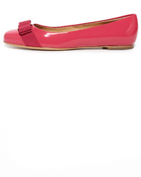 fuchsia Leder Ballerinas von Salvatore Ferragamo