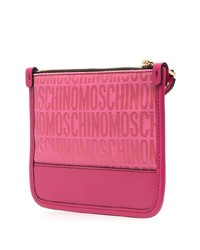 fuchsia Leder Clutch Handtasche von Moschino