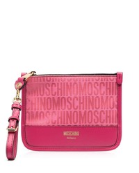 fuchsia Leder Clutch Handtasche von Moschino