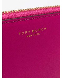 fuchsia Leder Clutch von Tory Burch