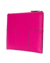 fuchsia Leder Clutch von Tory Burch