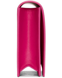 fuchsia Leder Clutch von Saint Laurent