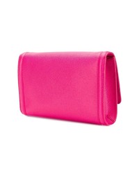 fuchsia Leder Clutch von Salvatore Ferragamo