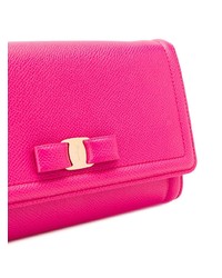 fuchsia Leder Clutch von Salvatore Ferragamo