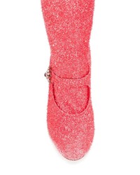 fuchsia Leder mittelalte Stiefel von Dolce & Gabbana