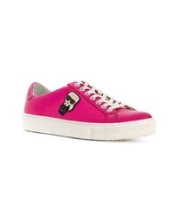 fuchsia Leder niedrige Sneakers von Karl Lagerfeld