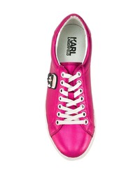 fuchsia Leder niedrige Sneakers von Karl Lagerfeld