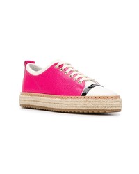 fuchsia Leder niedrige Sneakers von Lanvin