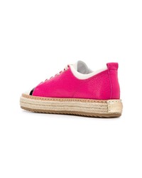 fuchsia Leder niedrige Sneakers von Lanvin