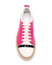 fuchsia Leder niedrige Sneakers von Lanvin